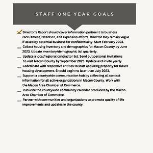 A page of text with the words " staff one year goals ".